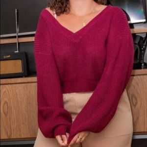 Plus Berry Cropped Sweater